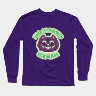 Get Lit Pumpkin Cat in purple Long Sleeve T-Shirt